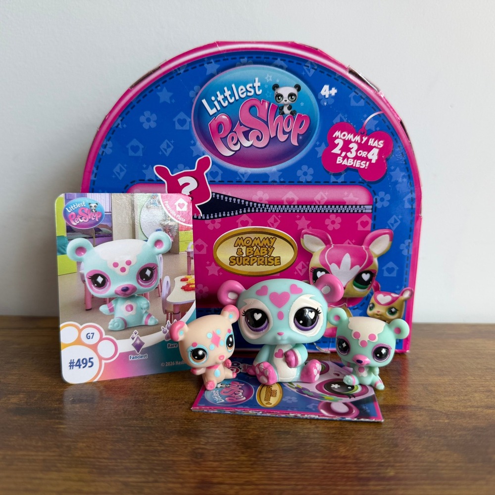 New Littlest Pet Shop LPS 493 Mommy Baby Panda Bear Set Babies Twins Cute